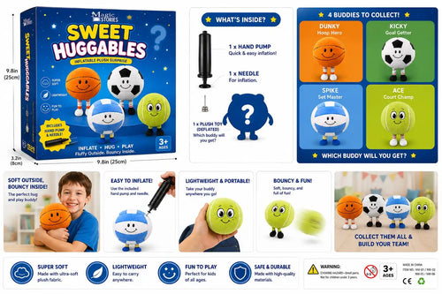 Sweet Huggables - 4-in-1 Inflatable Sports Plush Buddies Set